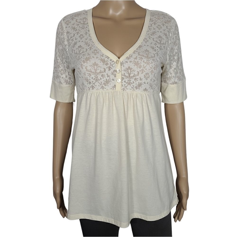 Almost Famous cream lace v-neck top
